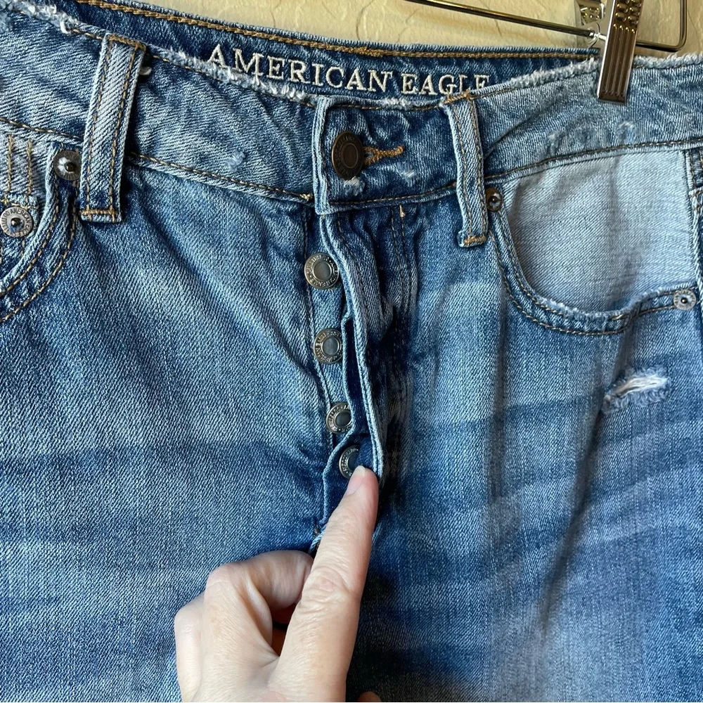 American Eagle Distressed Button Fly Raw hem mini skirt 6 - Picture 4 of 11